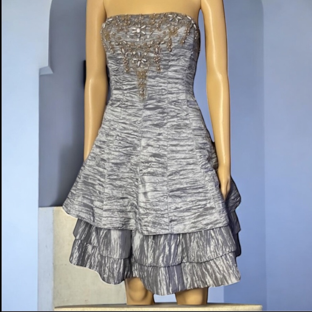 Sue Wong Nocturne Beaded Crinoline Tiered Ruffle Mini Dress Strapless Size 0
Y2K